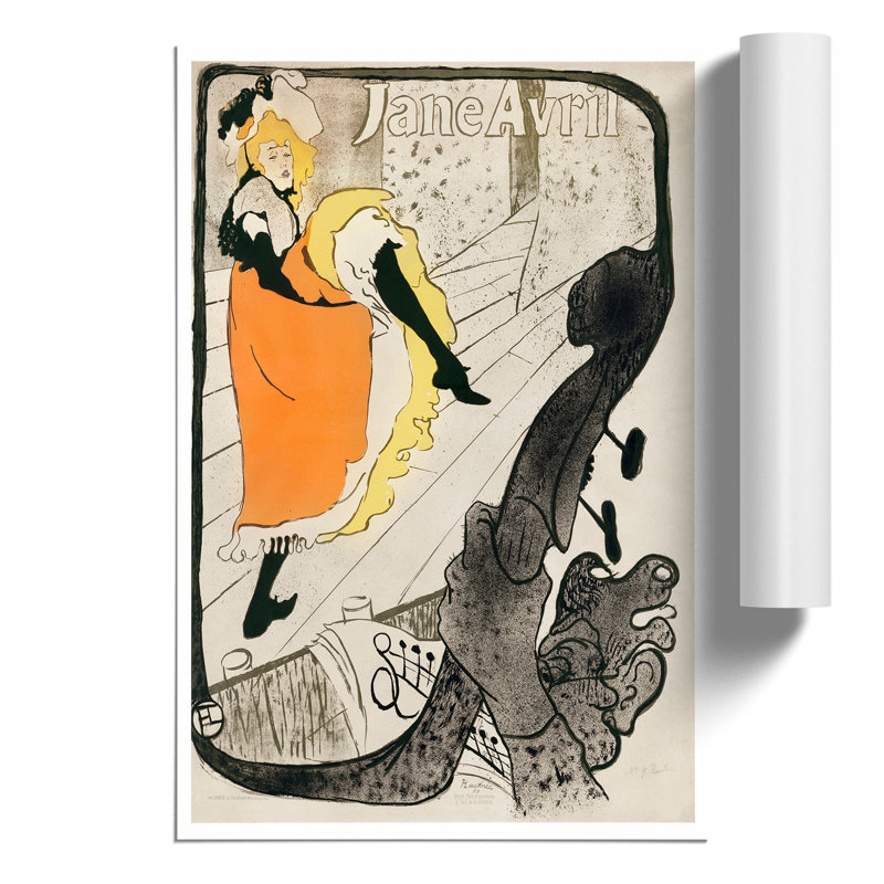Dancer Jane Avril by Henri de Toulouse-Lautrec - Unframed Painting, 84cm H x 59cm W x 0.1cm D