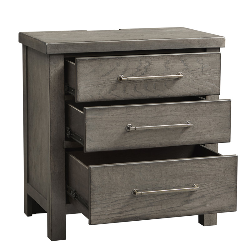 Bettee 3 tiroirs avec station de charge, Gris
