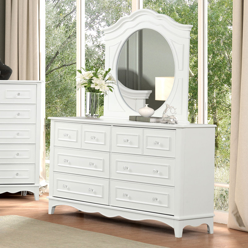 59" W Traditional Dresser W/ Bottom Drawer Cedar, White