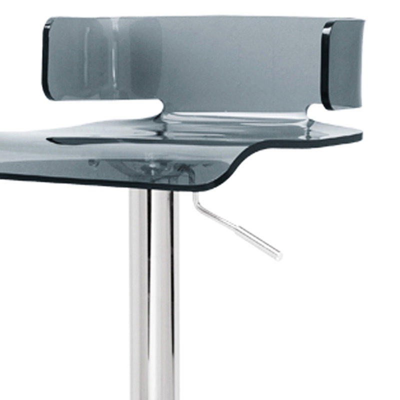 Tabouret réglable polyvalent avec siège en plastique gris et base pivotante à 360 degrés