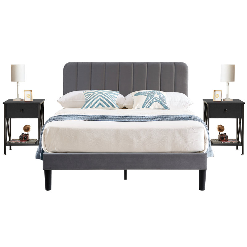Steel Piece Bedroom Set, Black, Full / Double