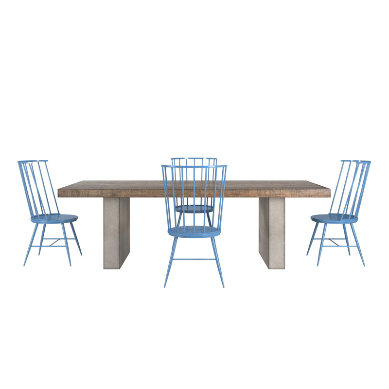 Ensemble de table de salle à manger et 4 chaises Colrain, Acier bleu