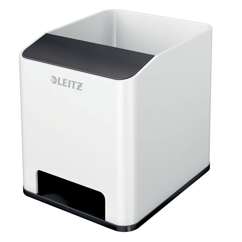 Plastic Pen Holder, White/Black