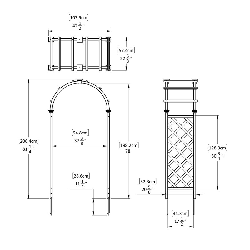 Golden Brown Cedar Wood Garden Arbor with Arch Top
