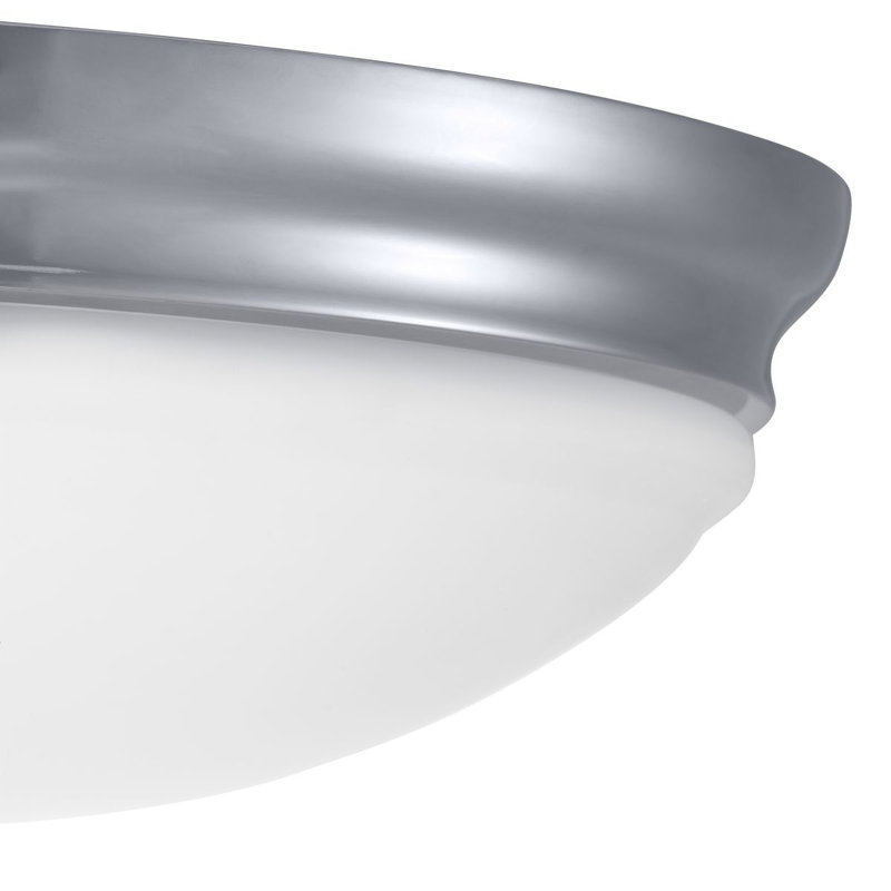 Mccully Glass LED Flush Mount, Polished Chrome, 5.25" H x 15.25" W x 15.25" D