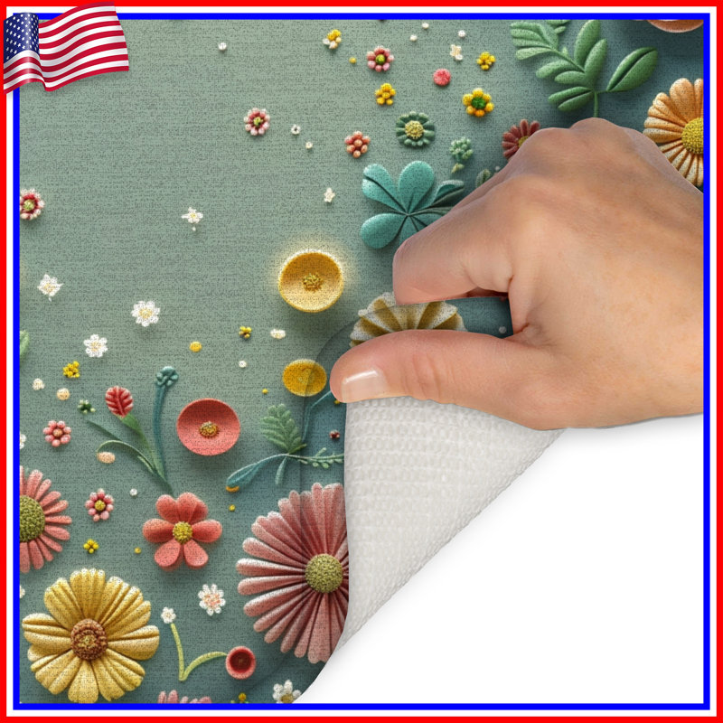 Tapis de bain floral, L 34 po x L 21 po