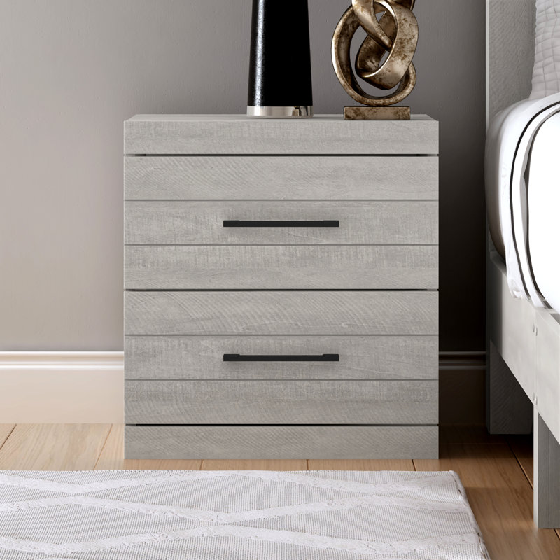 Table de chevet 2 tiroirs Avigail, Gris