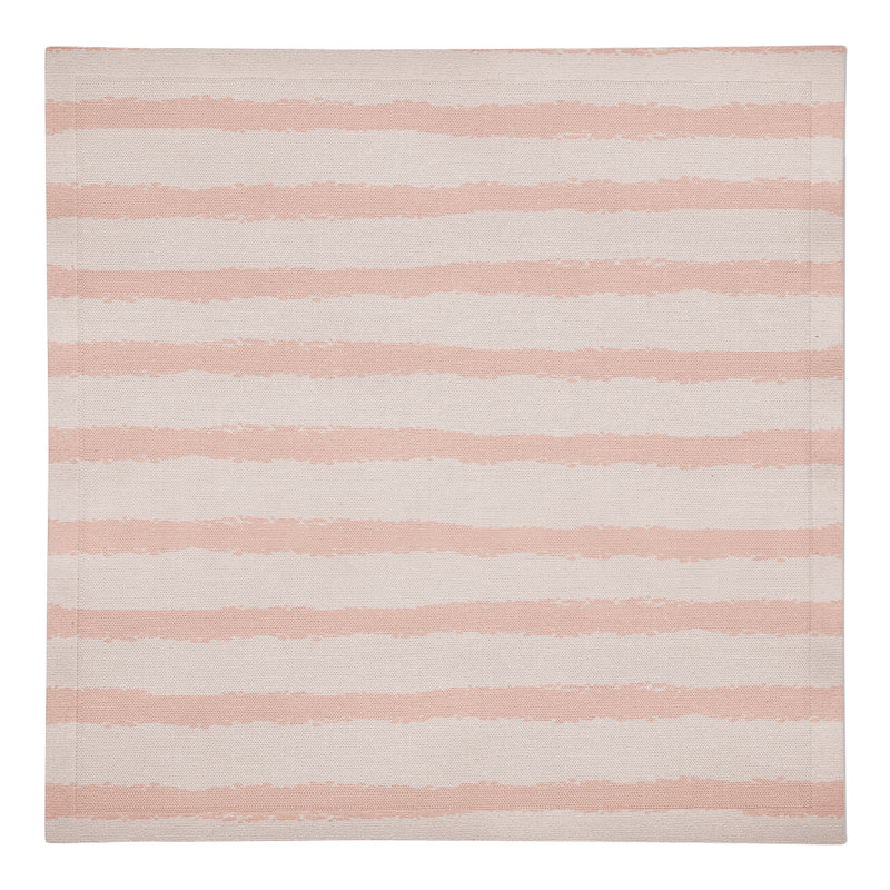 Cotton Striped Square Napkin, Pink/Cream