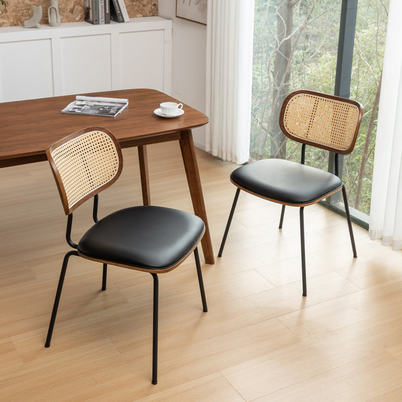 Bedran Vegan Leather Side Chair Dining Chair, Black