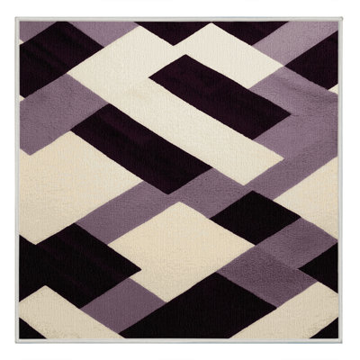 Machine Washable Checkered Beige Area Rug