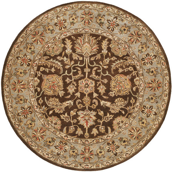 Wool Oriental Area Rug in Brown, Round 8'
