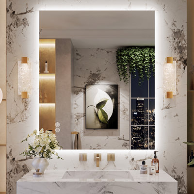 Miroir de salle de bain à DEL rétroéclairé sans cadre certifié Lunara UL