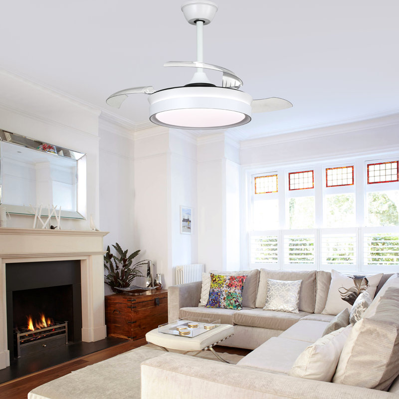 36" 3-Blade White Ceiling Fan with Lights and Remote Control, 6-Speed Latest DC Motor Ceiling Fan for Living Room, Bedroom