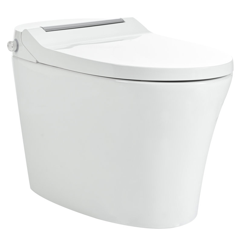 Smart Toilet With Built-In Heated Seat, One Piece Elongated Modern Toilet With Adjustable Temp Heated Seat, Auto Flush,  Dual Flush Toilet 1/1.28 GPF, Foot Sensor Flush, White Night Light,Knob Control