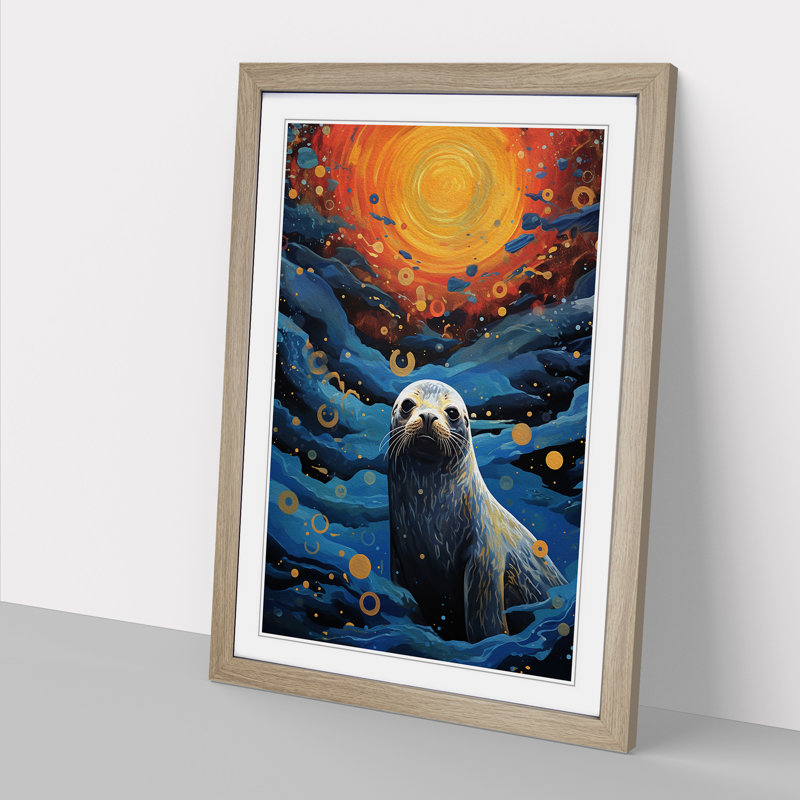 Seal Seal Seal Orphism - Single Picture Frame Print on Wood, 34cm H x 25cm W x 2cm D, Oak