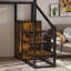 Lit mezzanine avec bureau, garde-robe et structure en métal renforcé, pour les chambres compactes, ports rectangulaires noirs, support de rangement spacieux, espace de vie pour les adolescents,