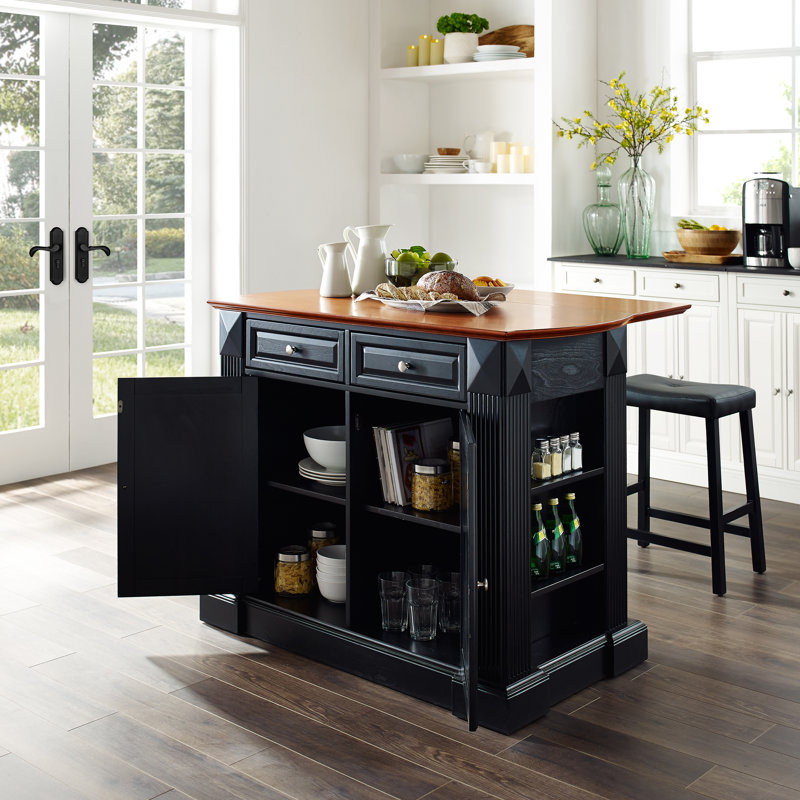 Diamondback Wood Kitchen Island, Black