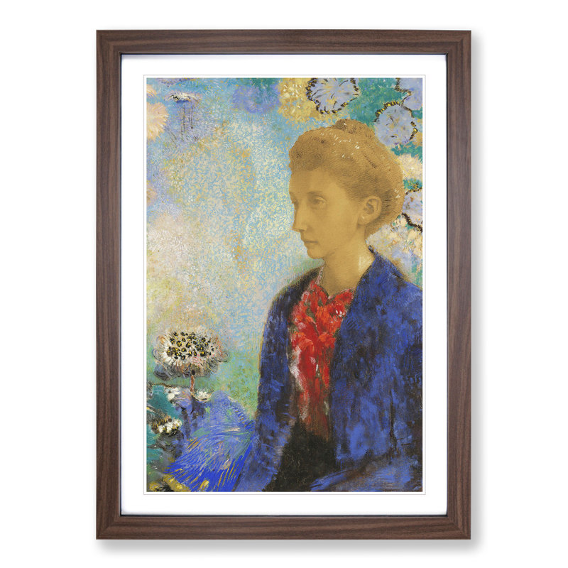 Baronne de Domecy by Odilon Redon - Picture Frame Painting, Walnut, 36cm H x 27cm W x 2cm D