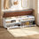 Banc de rangement 60 po à 2 niveaux Farmhouse, banc à chaussures avec range-chaussures coulissant, tablette relevable et tablette réglable, banc d'entrée et bout de lit pour l'entrée, chambre à coucher, salon, blanc