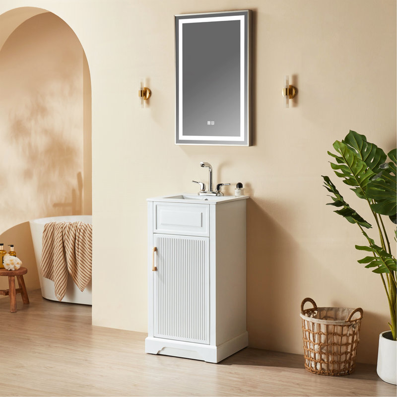 Meuble-lavabo simple autoportant de 18 po avec plateau entièrement assemblé