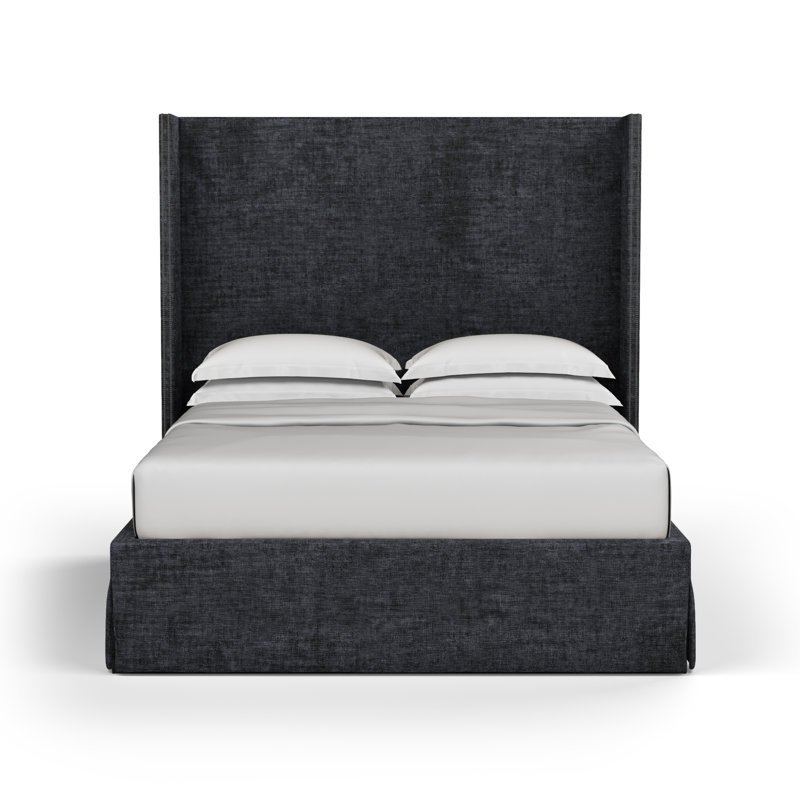 Kaiser Upholstered Wingback Bed, Full, Crushed Velvet Graphite