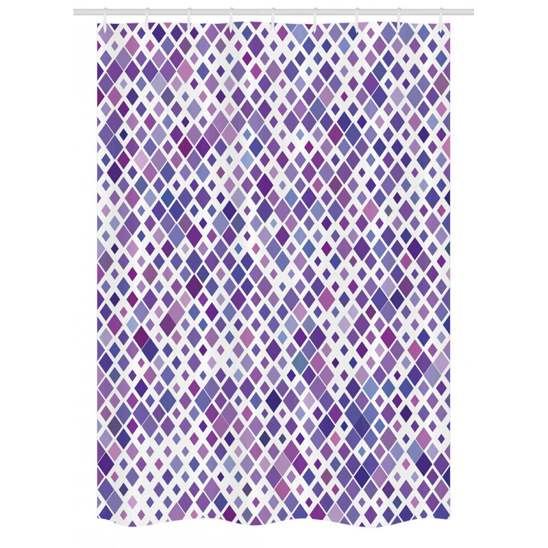Violet Geometric Waterproof Fabric Shower Curtain with Hooks