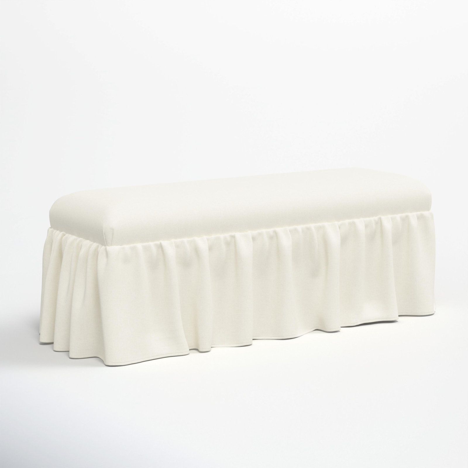 Maggie 52" Bench, Zuma White Textured Linen