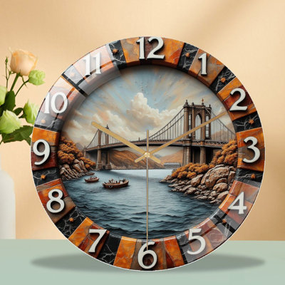 Horloge murale rétro vintage avec art paysager 12 po