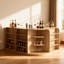 Bar de maison en L de 70,9 po de largeur avec 3 tiroirs + 1 armoire de rangement + support de présentation multicouche-1992280415