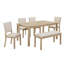 Ensemble de salle à manger à finition beige pour 6 personnes avec table en bois, banc et 4 chaises, style rustique moderne pour les rassemblements