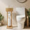 Porte-papier hygiénique en bambou avec boîte de rangement, organiseur de papier hygiénique sur pied et distributeur de lingettes, couvercle pivotant rotatif, cadeau de décoration écologique en bois naturel