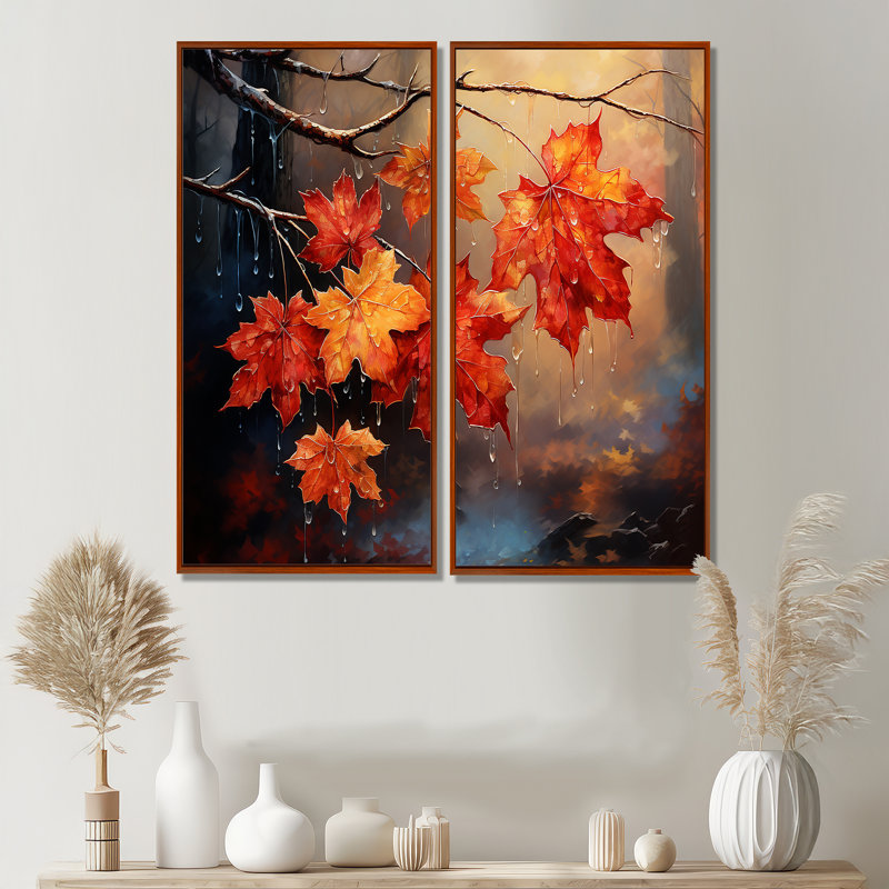 Canada, Canada, automne, symphonie III, art mural traditionnel orange sur toile, H 20 po x l 24 po, Brun
