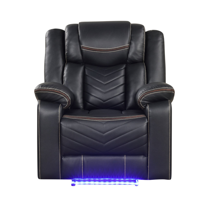 Challenger Modern LED Power Recliner Chair With Wood And Metal Frame, USB Charging, And Ambient Lighting For Ultimate Comfort
