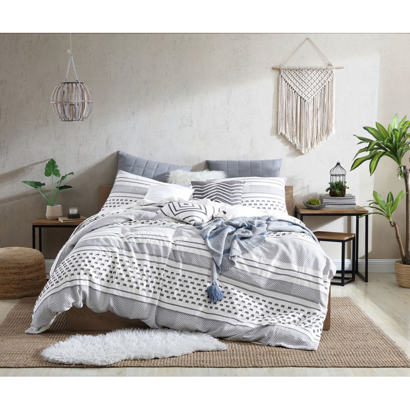 Ensemble d'édredon 5 pièces 100% coton, Édredon grand, 2 taies décoratives et 2 coussins