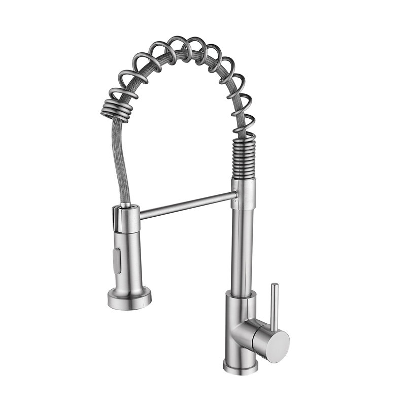 Robinet de cuisine à poignée simple, Nickel brossé