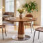Table de salle à manger ronde en bois massif 47,24 ", table de cuisine à piédestal pour la salle à manger, base en acier inoxydable, style Mid-Century moderne