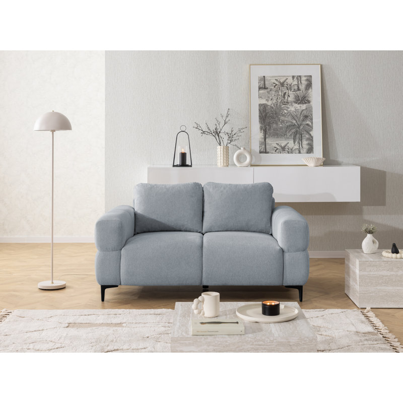 2-seater Sofa With Cardea In Soft Textured Fabric And High Seating Comfort, Grey