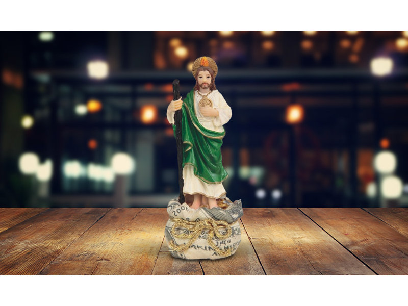 Figurine Saint-Jude avec sacs d'argent Jaynee