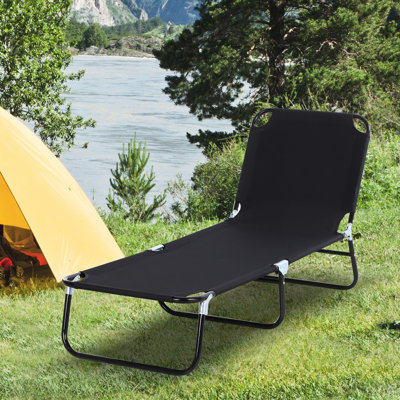 Outdoor Chair With Reclining Function - Black 10.2 Lb Weight 5-Level Adjustable Chaise Lounge For Poolside Steel Frame