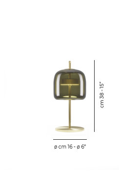 Jube LED Table Lamp, Matte Gold, Old Green Transparent