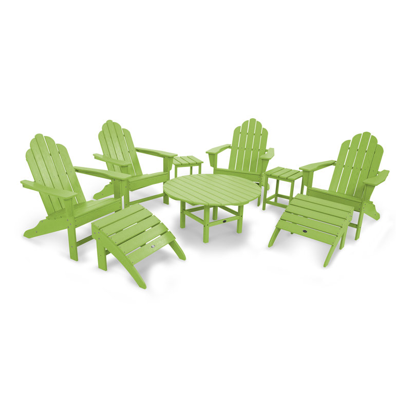 POLYWOOD Long Island Adirondack 9-Piece Conversation Group, Lime