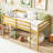 Solid Wooden, Rubber Wooden Twin Loft Bed With Ladder, Bed Platform Of Strengthened Slats, Natural-920395577-920395558