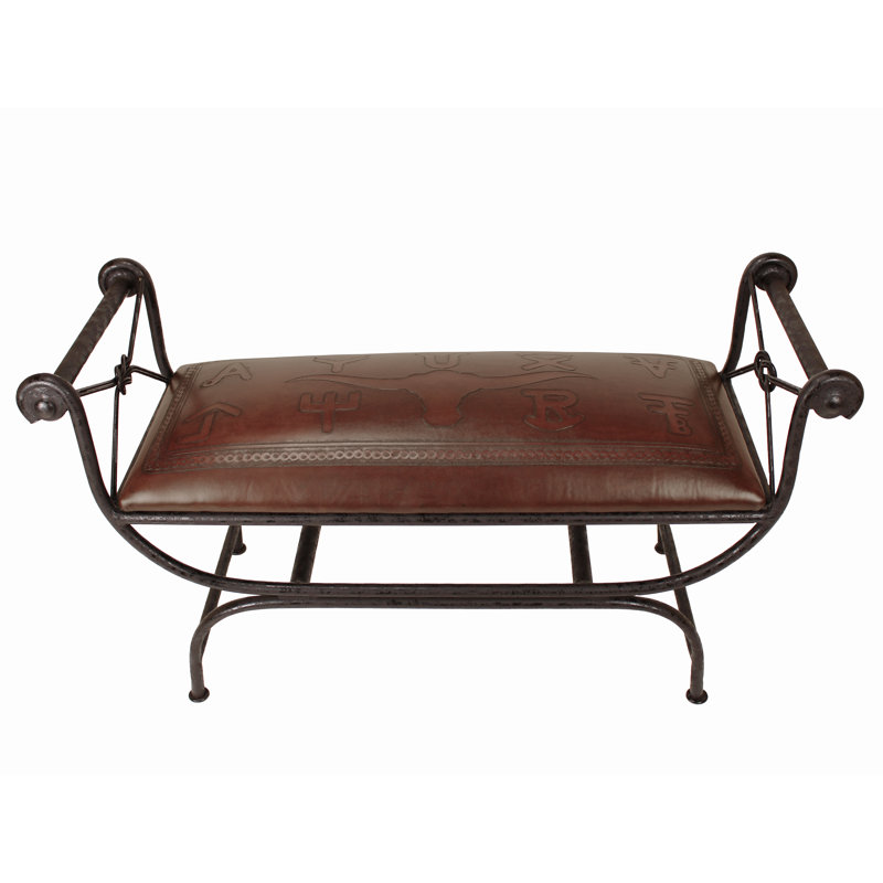 Western Leather Bench, Brown