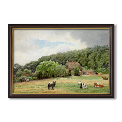 Farm with Grazing Cows (BondegÃ¥rd med beitende kuer), 1892-Hans Gude-Custom Framed Canvas