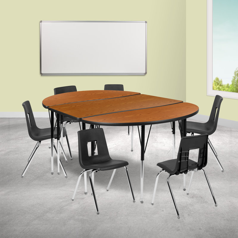 Ensemble de tables d'activités flexibles Goddard, L 47,5 po x P 76 po x H 21,25 po à 30,25 po, Chêne