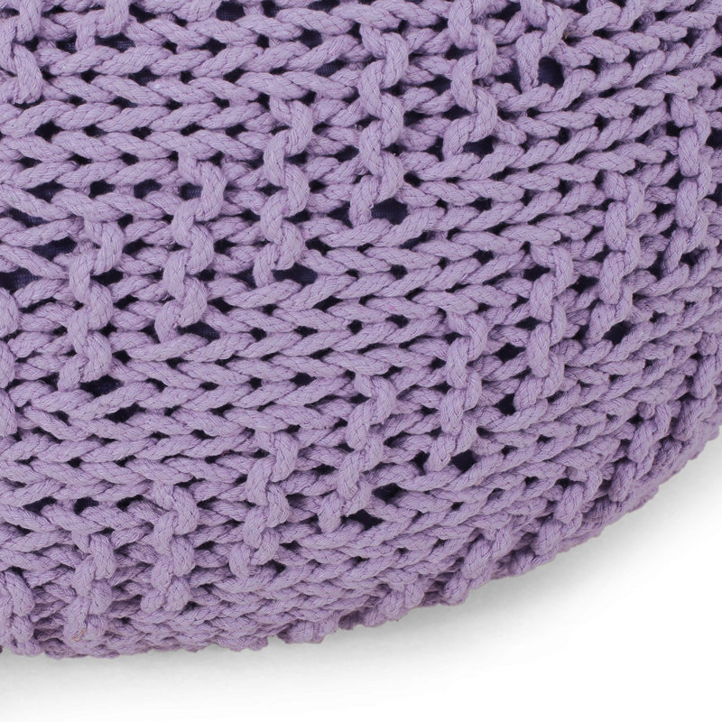Pouf rond en coton Bordeaux, lavande, Polyester lavande