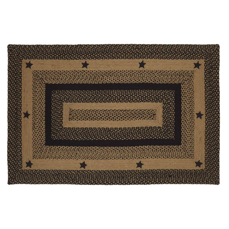 Star Black and Tan Braided Jute Rectangular Area Rug