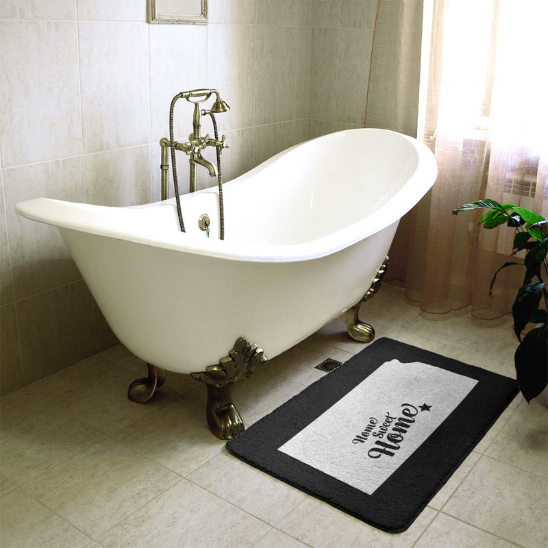 Memory Foam Non-Slip Bath Rug, 17" W x 21" L, Black