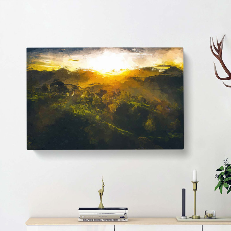 Sunlight Over The Countryside In Abstract - Wrapped Canvas, 40cm H x 60cm W x 3cm D