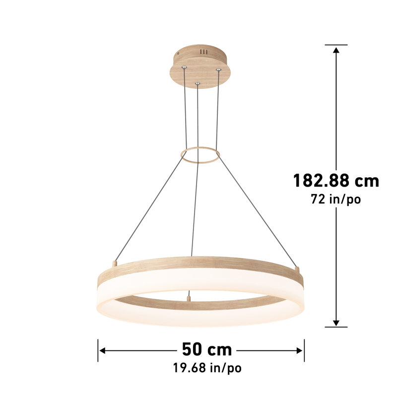 1 - Light LED Sphere Pendant, Wood